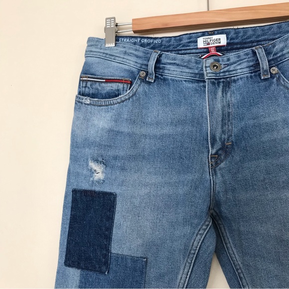 Tommy Hilfiger Lana Straight Cropped Patchwork Distressed Jean - Picture 3 of 16